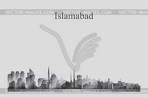 Islamabad city skyline silhouette in grayscale - vector clipart