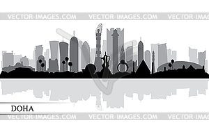 Doha city skyline silhouette background - vector clipart