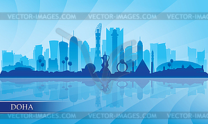 Doha city skyline silhouette background - vector clipart