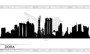 Doha city skyline silhouette background - vector image