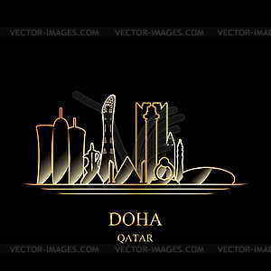 Gold silhouette of Doha - royalty-free vector image