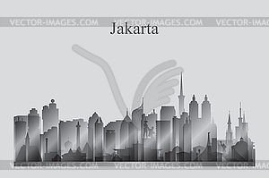 Джакарта город небоскребов силуэт в оттенках серого - клипарт в формате EPS