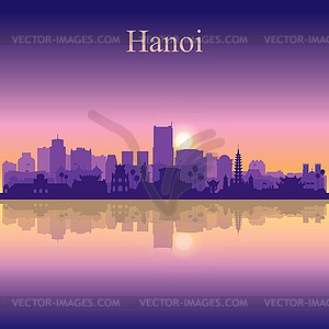 Hanoi city silhouette on sunset background - vector image