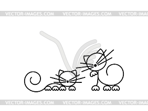 Happy Cats Silhouettes. Cat Print. Minimalist Art - stock vector clipart