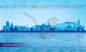 Damascus city skyline silhouette background - vector clip art