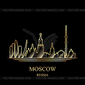 Gold silhouette of Moscow - vector image