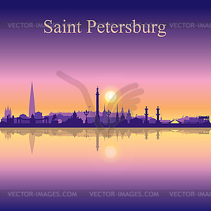 Saint Petersburg city silhouette on sunset - vector clipart