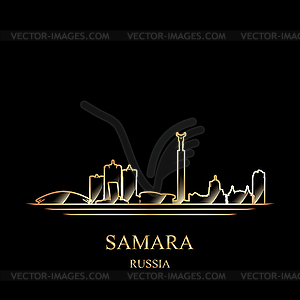 Золотой силуэт Самары - векторное графическое изображение