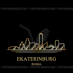 Gold silhouette of Ekaterinburg - vector clip art