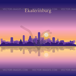 Ekaterinburg city silhouette on sunset background - color vector clipart