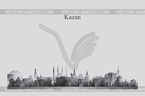 Kazan city skyline silhouette in grayscale - vector image