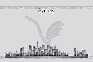 Sydney city skyline silhouette in grayscale - vector clipart