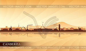 Canberra city skyline silhouette background - vector clipart