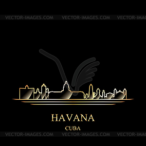 Золотой силуэт Гаваны - векторный клипарт / векторное изображение