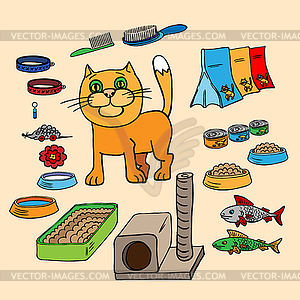 Инфографика. Домашние кошки и все, что - клипарт в векторном виде