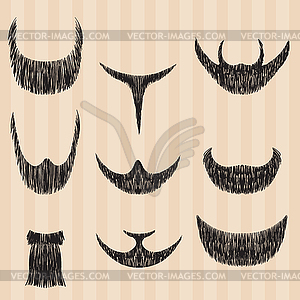 Mens retro collection of hair styling beard - vector clipart / vector image