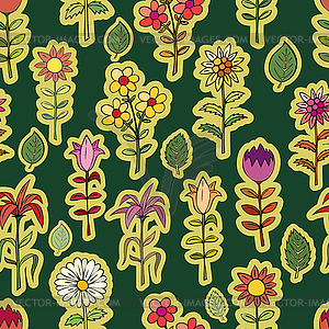 Various summer flowers - vector image