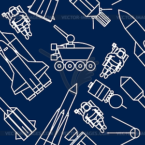 Linear set of icons relating to space exploration - vector clipart