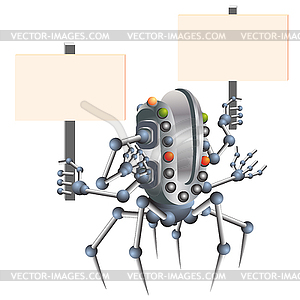 Little robot, electronic, computer device - color vector clipart