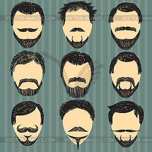 Hair, mustache and beard. Retro. hipsters - vector image