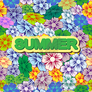 Various summer flowers - vector image