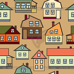 Seamless texture of urban homes. Dense buildings - vector clipart