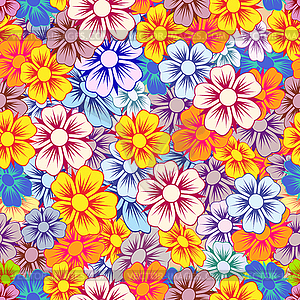 Various summer flowers - vector image