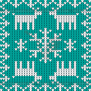 Knitting in winter style. Snowflake - vector clipart