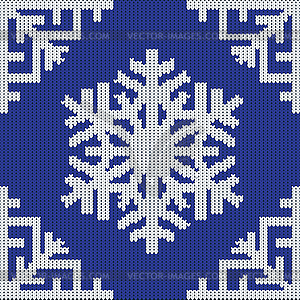 Knitting in winter style. Snowflake - vector clip art