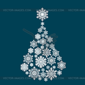 Christmas tree of snowflakes. Happy New Year - vector image