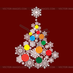 Christmas tree of snowflakes. Happy New Year - vector image