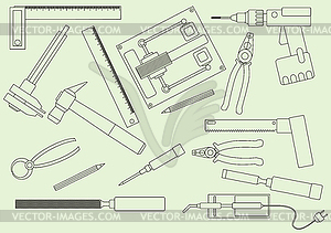 Set of hand tools for productive work - vector EPS clipart