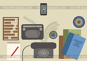 Many functions carries modern mobile phone - vector clipart