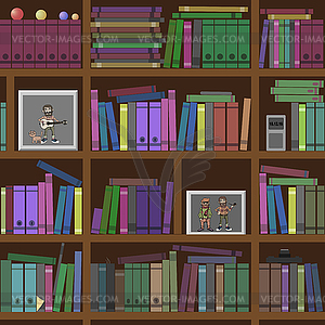 Bookshelves. Seamless texture.  - vector clip art