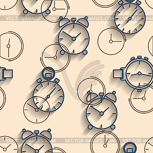 Seamless background of watch dials - vector image