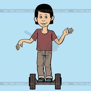 Teenager rides scooter - vector image