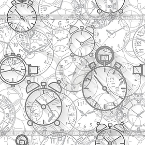 Seamless pattern composed of images hours - vector clip art