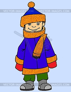Маленький мальчик в зимней одежде - клипарт в формате EPS