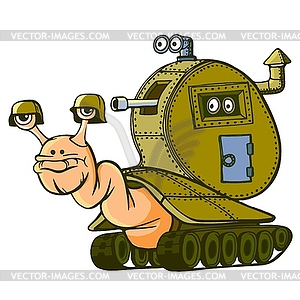 Snail armored, on tracks. Ready to overcome - vector clipart