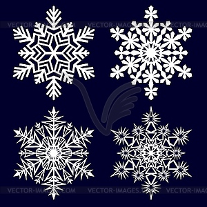 Snowflakes collection on dark background. Flat - vector image