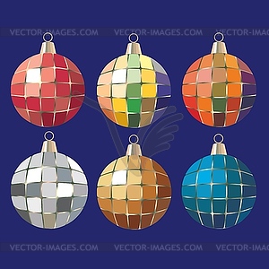 Brilliant multi-colored Christmas toys - vector clipart