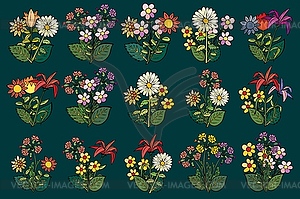 Set of flower bouquets - vector image