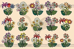 Set of flower bouquets - vector clipart