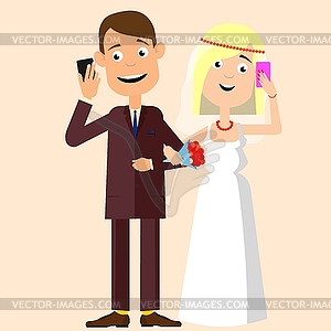 Young couple. smartphone is most important - vector image