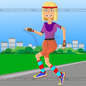 Young woman goes in for sports - vector clipart