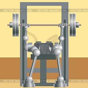 Cybernetic mechanism is engaged in trainings - vector clipart