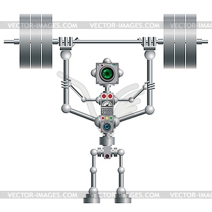 Cybernetic mechanism is engaged in trainings - vector image