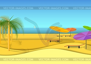 Sea coast, beach of warm light sand - vector image