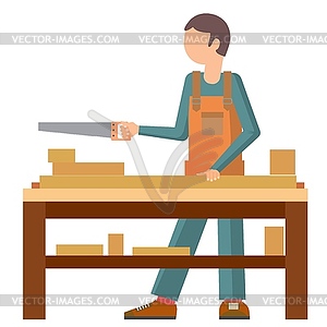 Man is engaged in manual labor - vector clip art