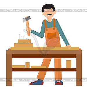 Man is engaged in manual labor - vector clipart